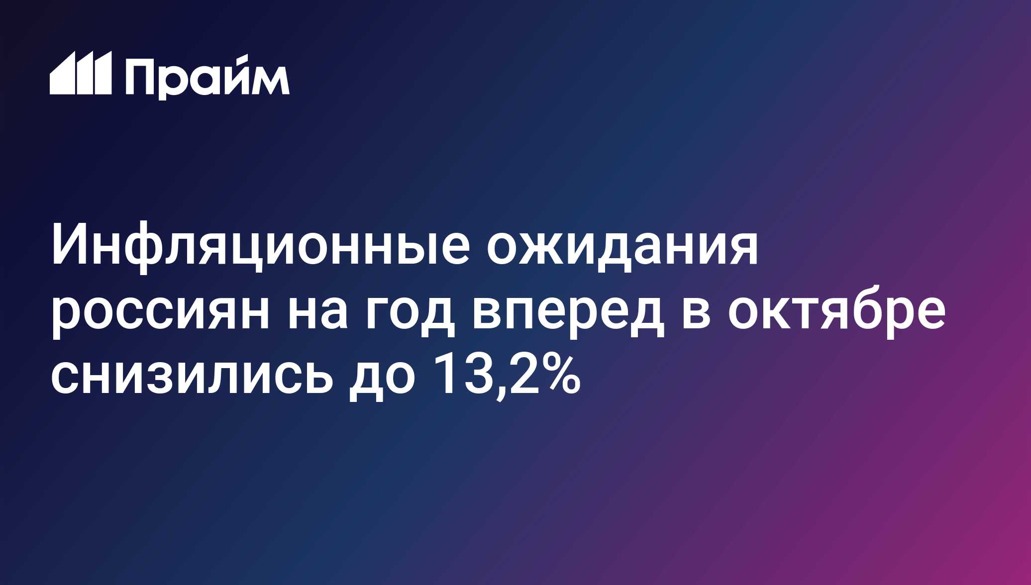 Инфляционные ожидания россиян на год вперед в октябре снизились до 13,2 ...