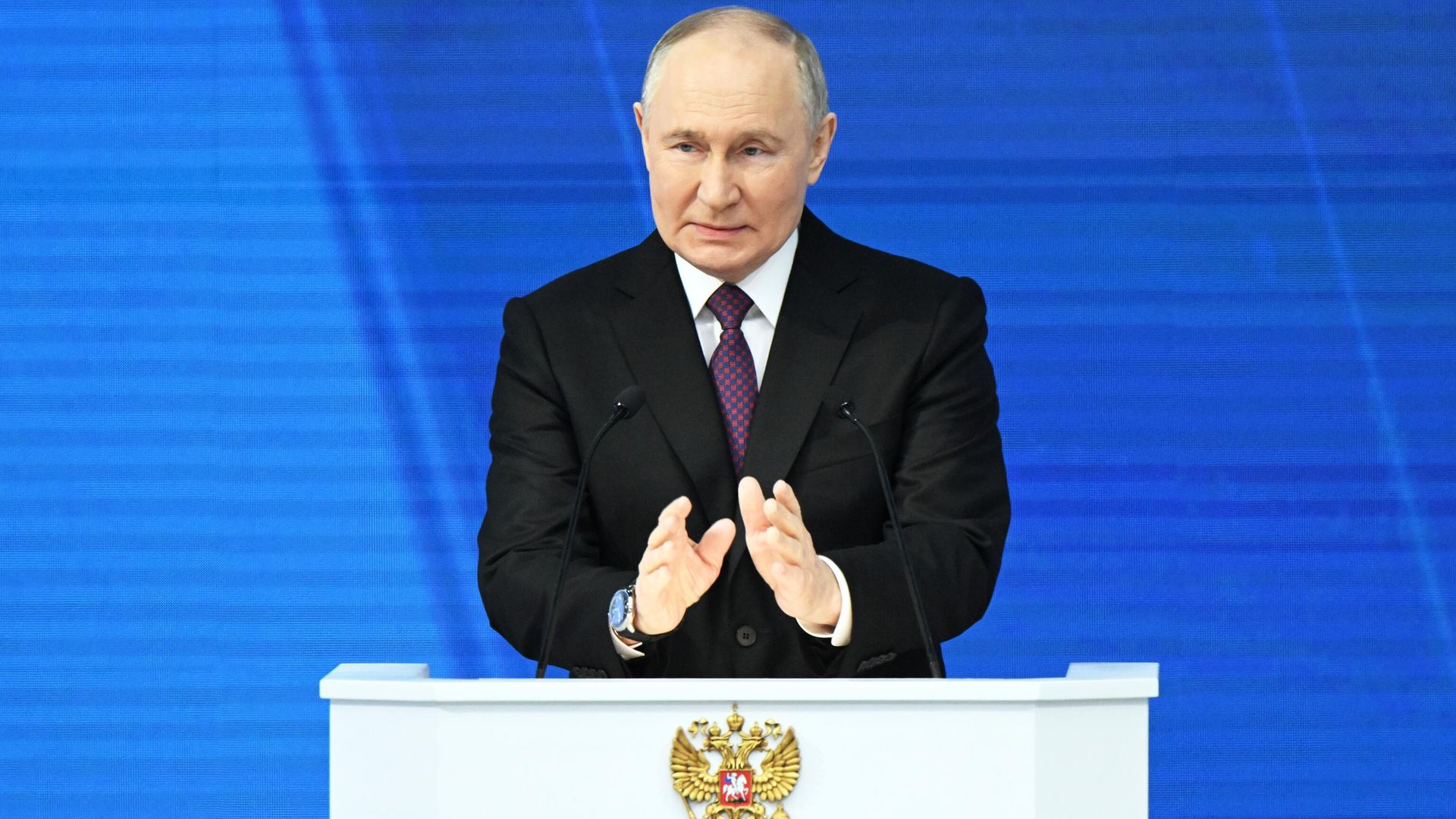 Президент РФ Владимир Путин обращается с посланием к Федеральному Собранию - ПРАЙМ, 1920, 01.03.2024