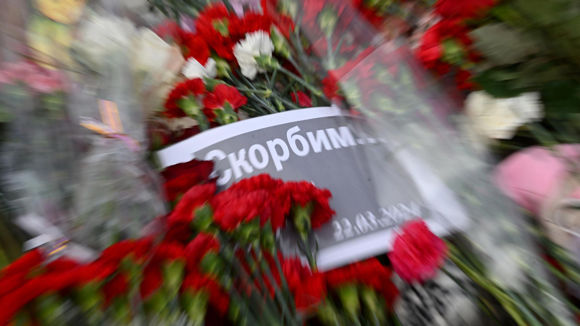 Цветы у стихийного мемориала у здания концертного зала Крокус Сити Холл - ПРАЙМ, 1920, 21.07.2025