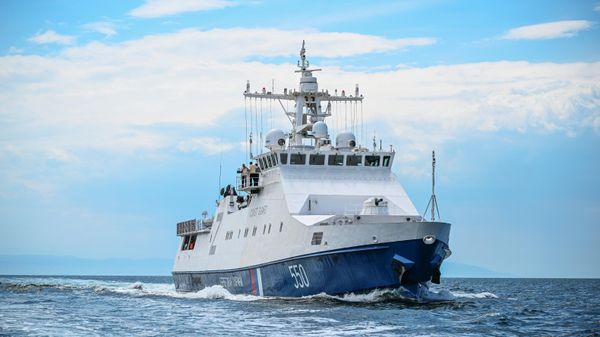 Учения пограничных сторожевых кораблей по охране акватории Каспийского моря