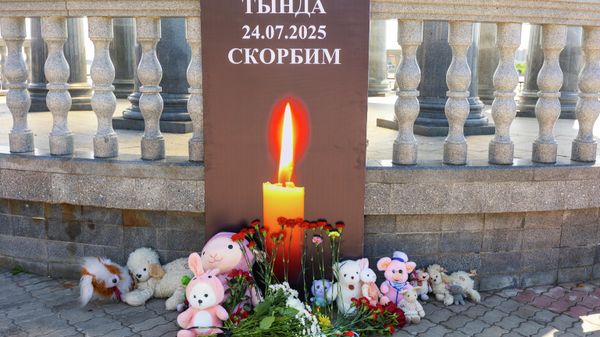 Стихийный мемориал в память о жертвах крушения самолета Ан-24 у ротонды на набережной Благовещенска