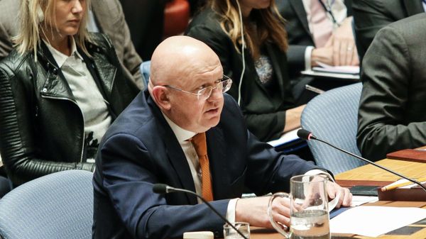 Постоянный представитель РФ при ООН Василий Небензя выступает на открытом заседании совета безопасности ООН