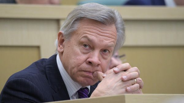 Сенатор Алексей Пушков на заседании Совета Федерации России