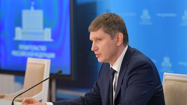 Министр экономического развития РФ Максим Решетников во время брифинга 