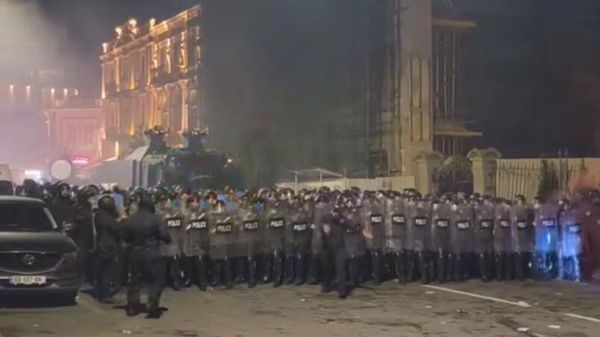 Акция протеста в Тбилиси, Грузия. Кадр видео из соцсетей
