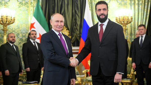 Президент РФ Владимир Путин и президент Сирии Ахмед аш-Шараа во время встречи в Москве. 28 января 2026