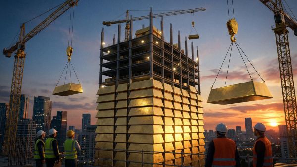 Строительство нового дома из золотых слитков