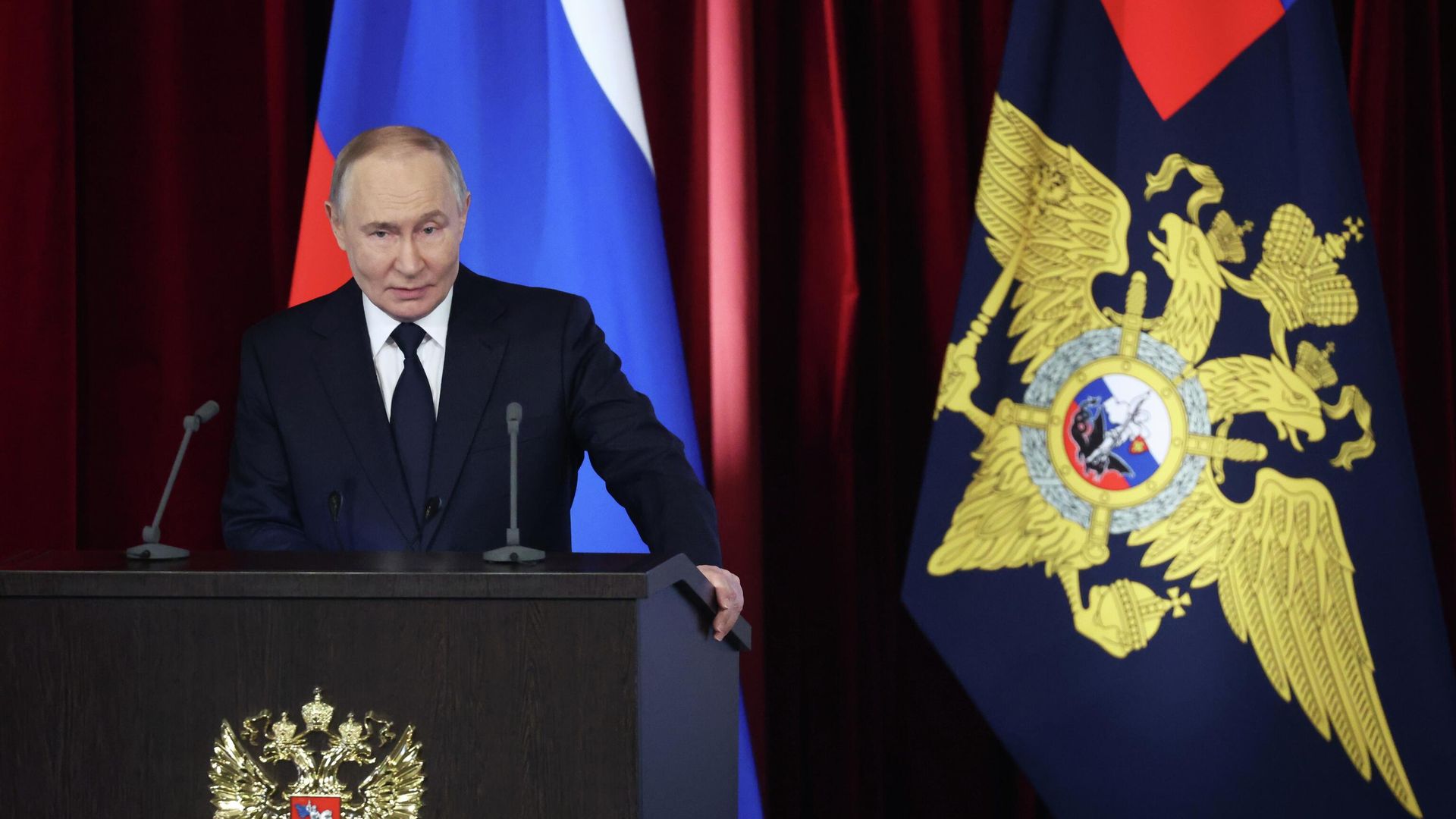 Президент РФ Владимир Путин выступает на ежегодном расширенном заседании коллегии Министерства внутренних дел РФ - ПРАЙМ, 1920, 04.03.2026
