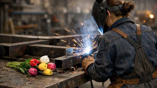 Сварщица за работой