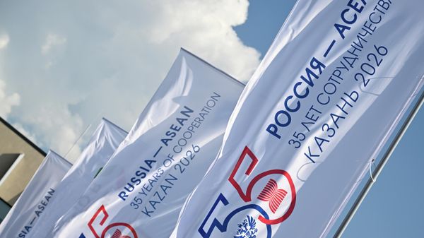 Флаги с символикой саммита Россия – АСЕАН в Казани. Саммит пройдет 17-18 июня в Казани