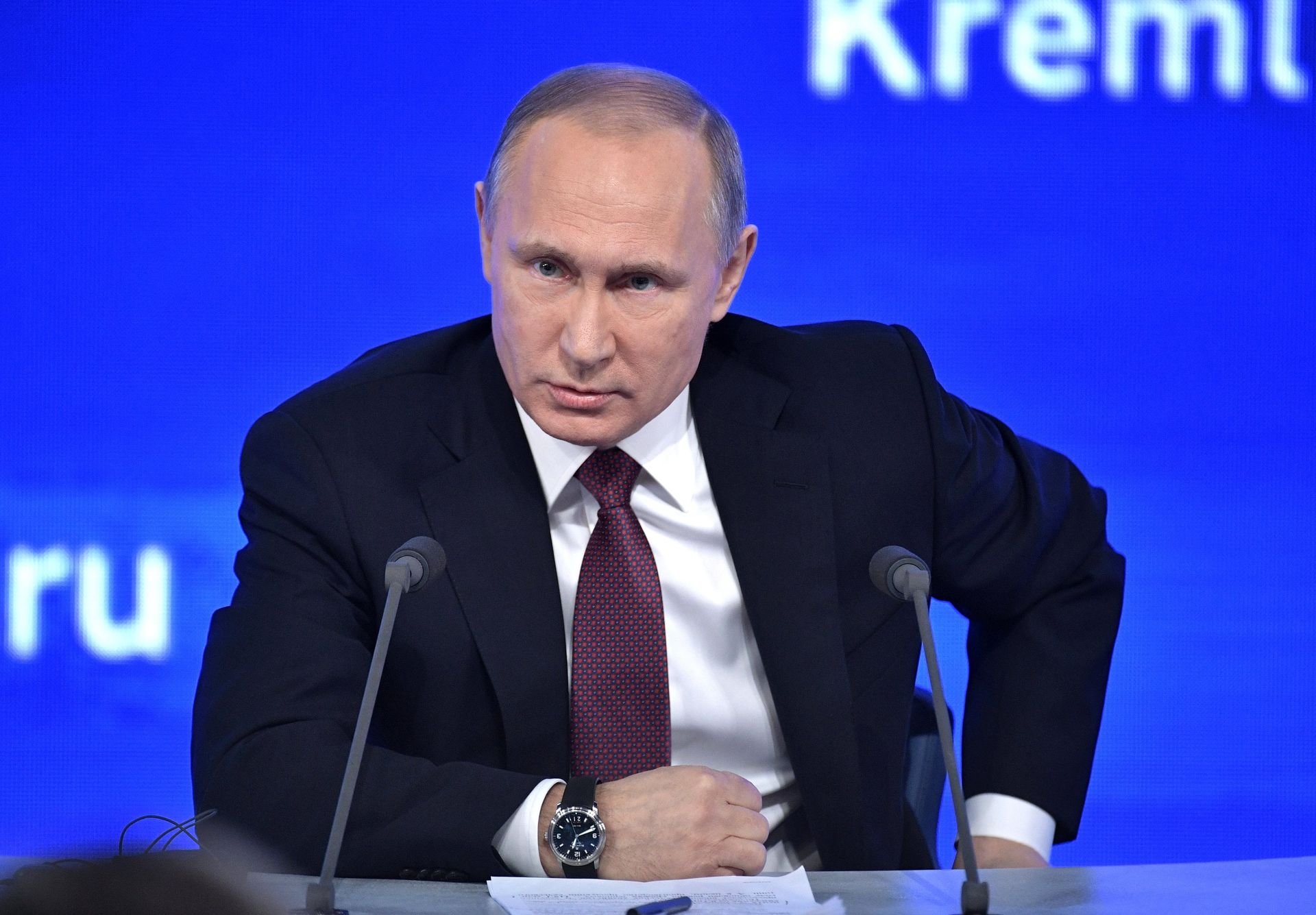 Президент РФ Владимир Путин на двенадцатой большой ежегодной пресс-конференции в Центре международной торговли на Красной Пресне. 23 декабря 2016 - ПРАЙМ, 1920, 08.12.2020