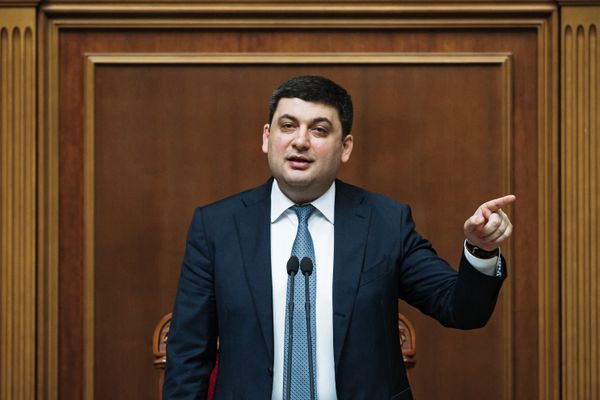 %Премьер-министр Украины Владимир Гройсман на заседании Верховной рады Украины в Киеве