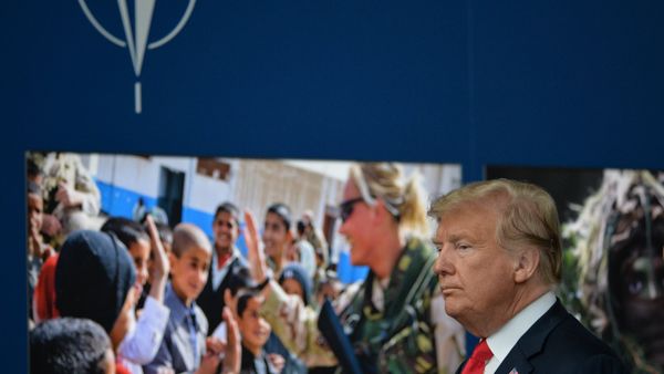 %Президент США Дональд Трамп на саммите НАТО в Брюсселе. 11 июля 2018