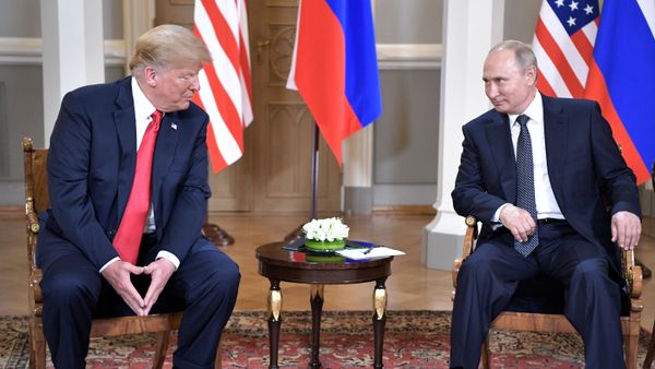 %Встреча президента РФ Владимира Путина и президента США Дональда Трампа в Хельсинки. 16 июля 2018