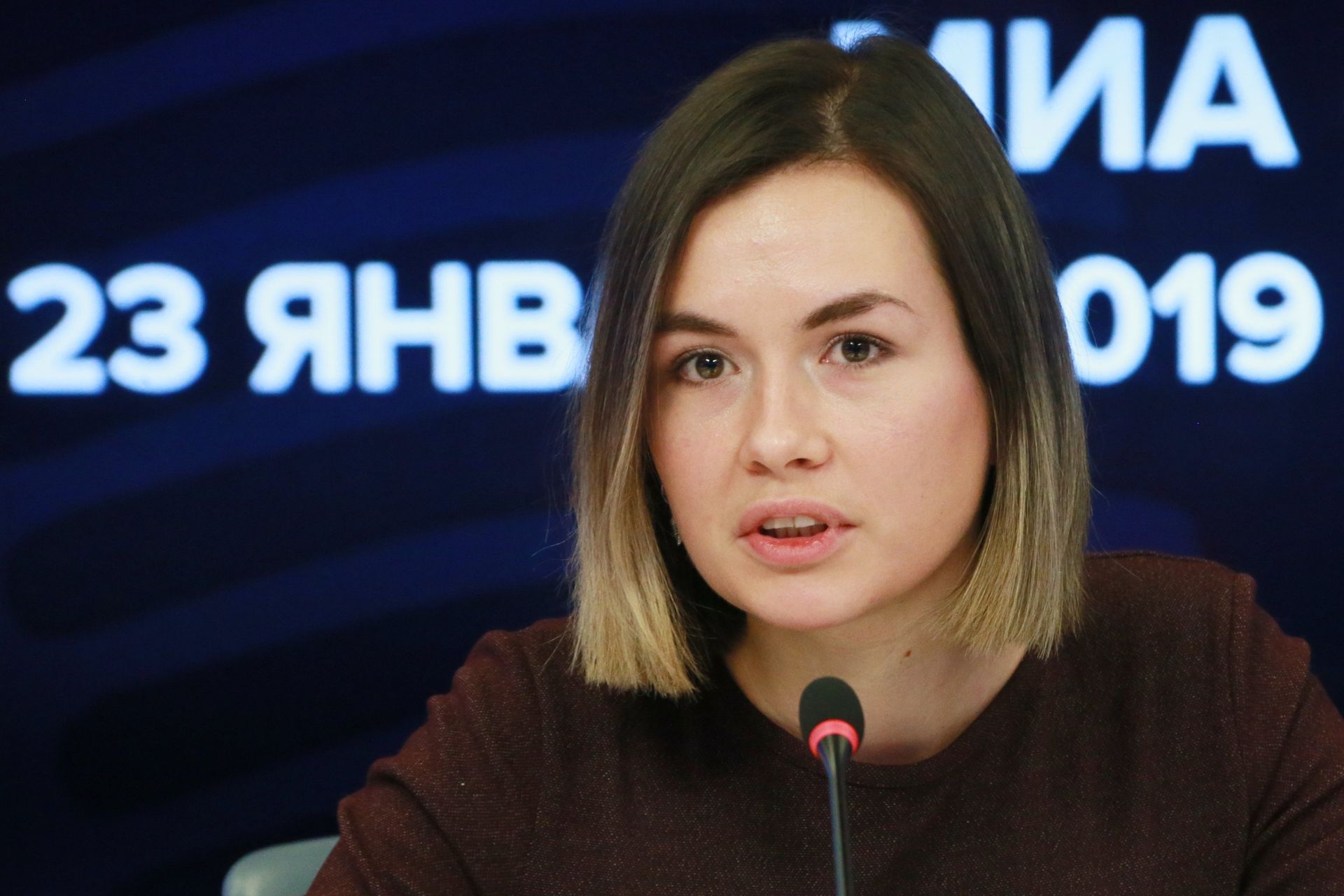 Управляющий партнер LED agency, организатор Киберпонедельника и Настоящей Черной пятницы Мария Комендантова на пресс-конференции на тему: Вся правда об искусственных скидках в Международном мультимедийном пресс-центре МИА Россия сегодня в Москве. - ПРАЙМ, 1920, 27.01.2021