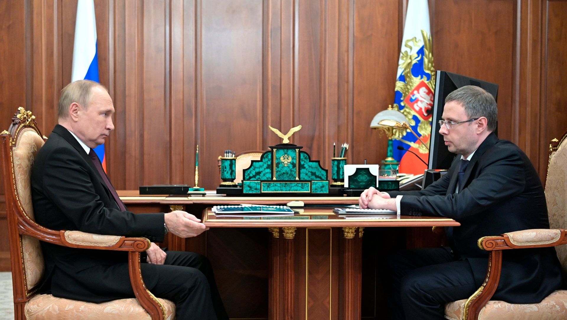 Рабочая встреча президента РФ В. Путина с руководителем ФАС М. Шаскольским - ПРАЙМ, 1920, 10.01.2023
