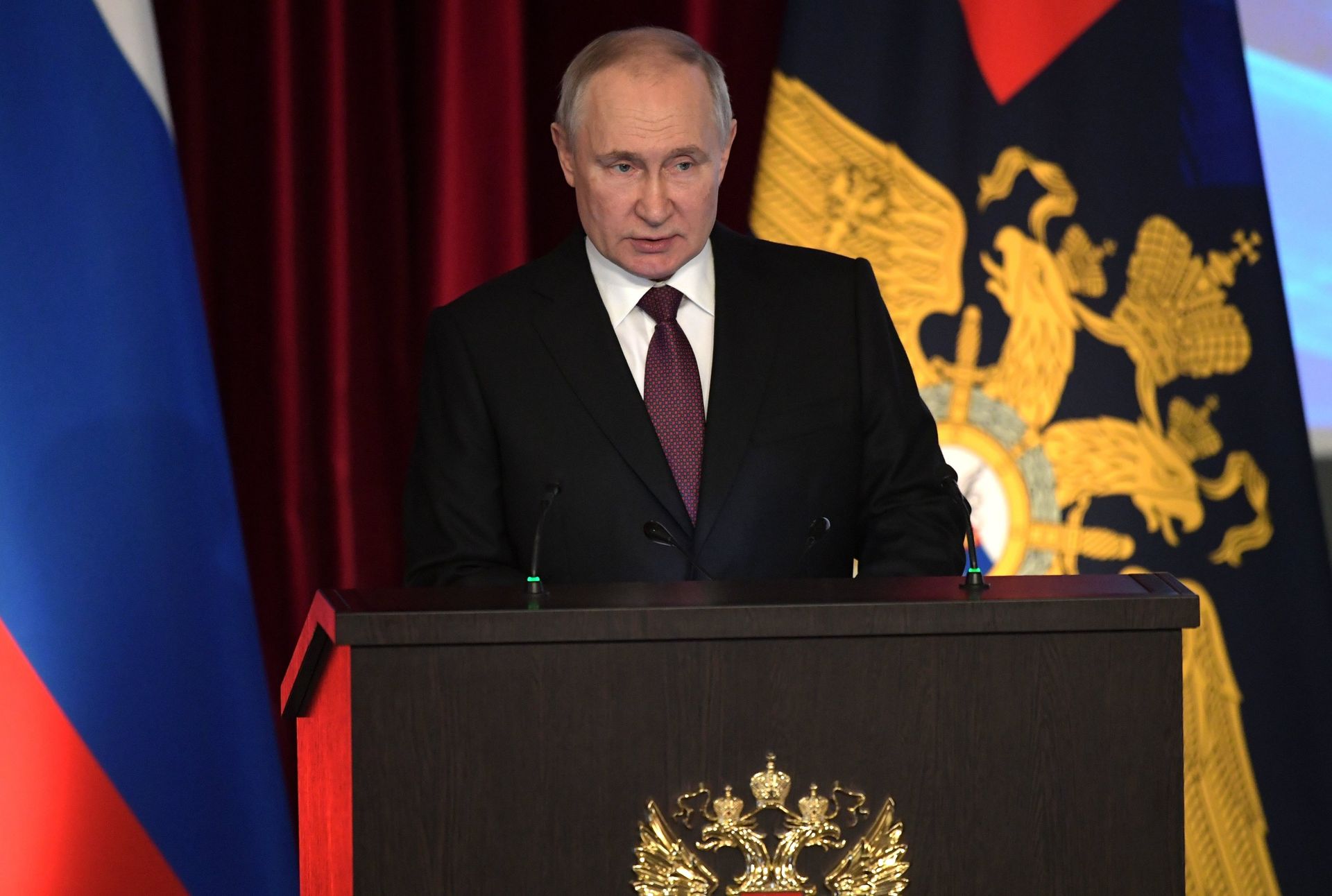 Президент РФ В. Путин принял участие в ежегодном расширенном заседании коллегии МВД России - ПРАЙМ, 1920, 11.04.2023