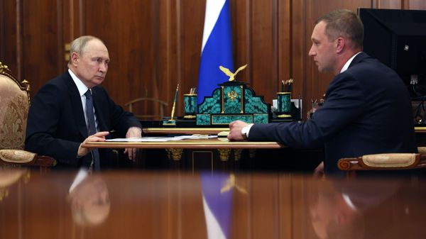 Встреча президента РФ В. Путина с губернатором Саратовской области Р. Бусаргиным