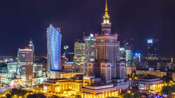 Ночная Варшава, Польша