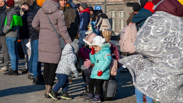 Украинские беженцы в польском городе Пшемысль