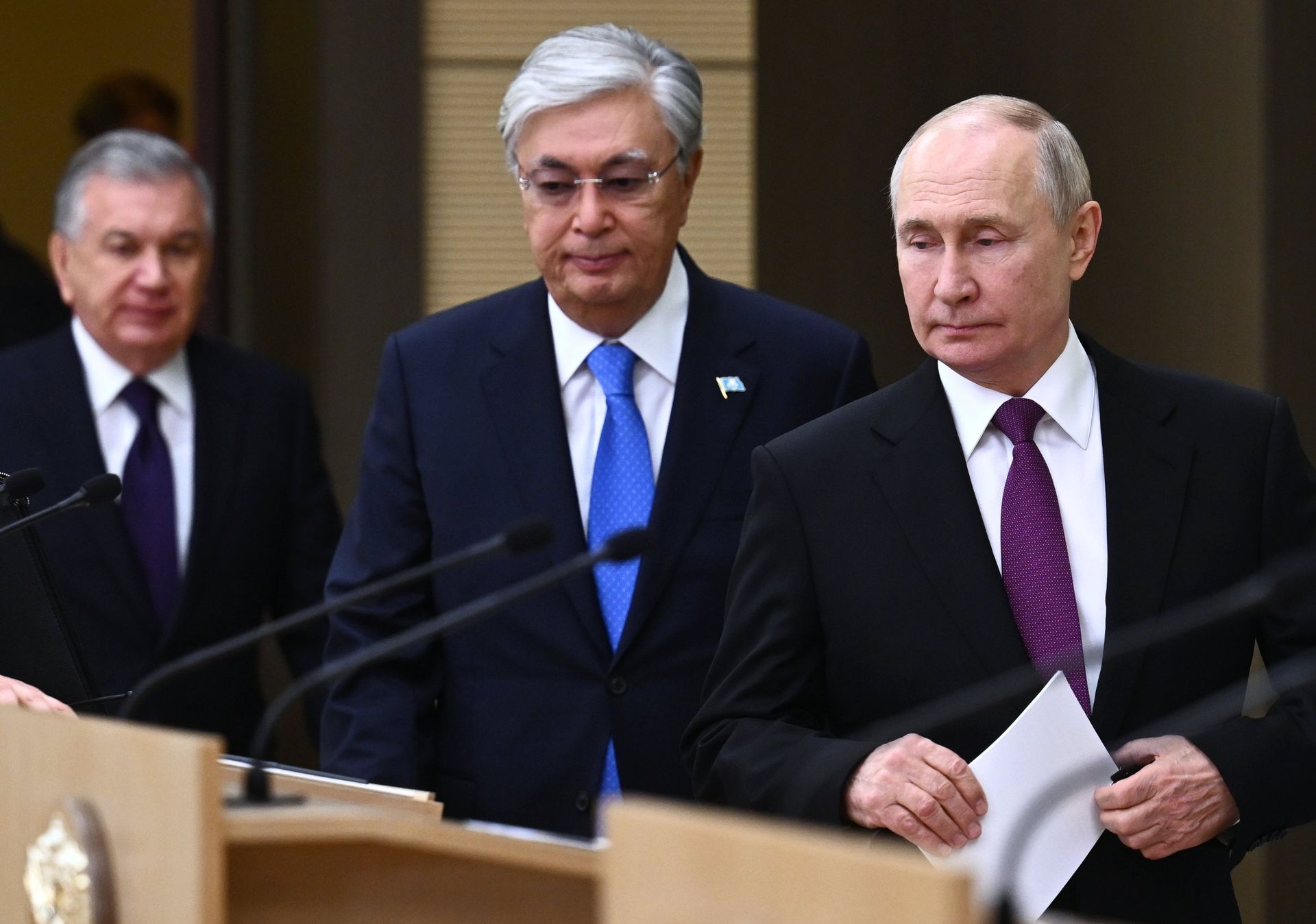 Президент РФ В. Путин встретился с президентами Узбекистана и Казахстана Ш. Мирзиеевым и К.-Ж Токаевым - ПРАЙМ, 1920, 07.10.2023