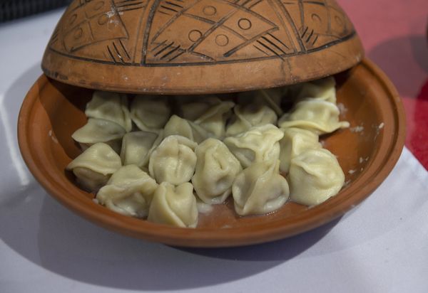 Пельмени на новогодней ярмарке
