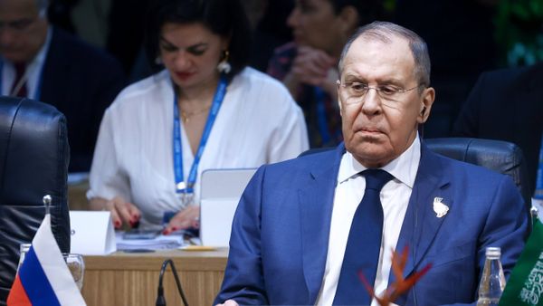  Министр иностранных дел РФ Сергей Лавров на пленарном заседании глав МИД G20 в Рио-де-Жанейро, Бразилия